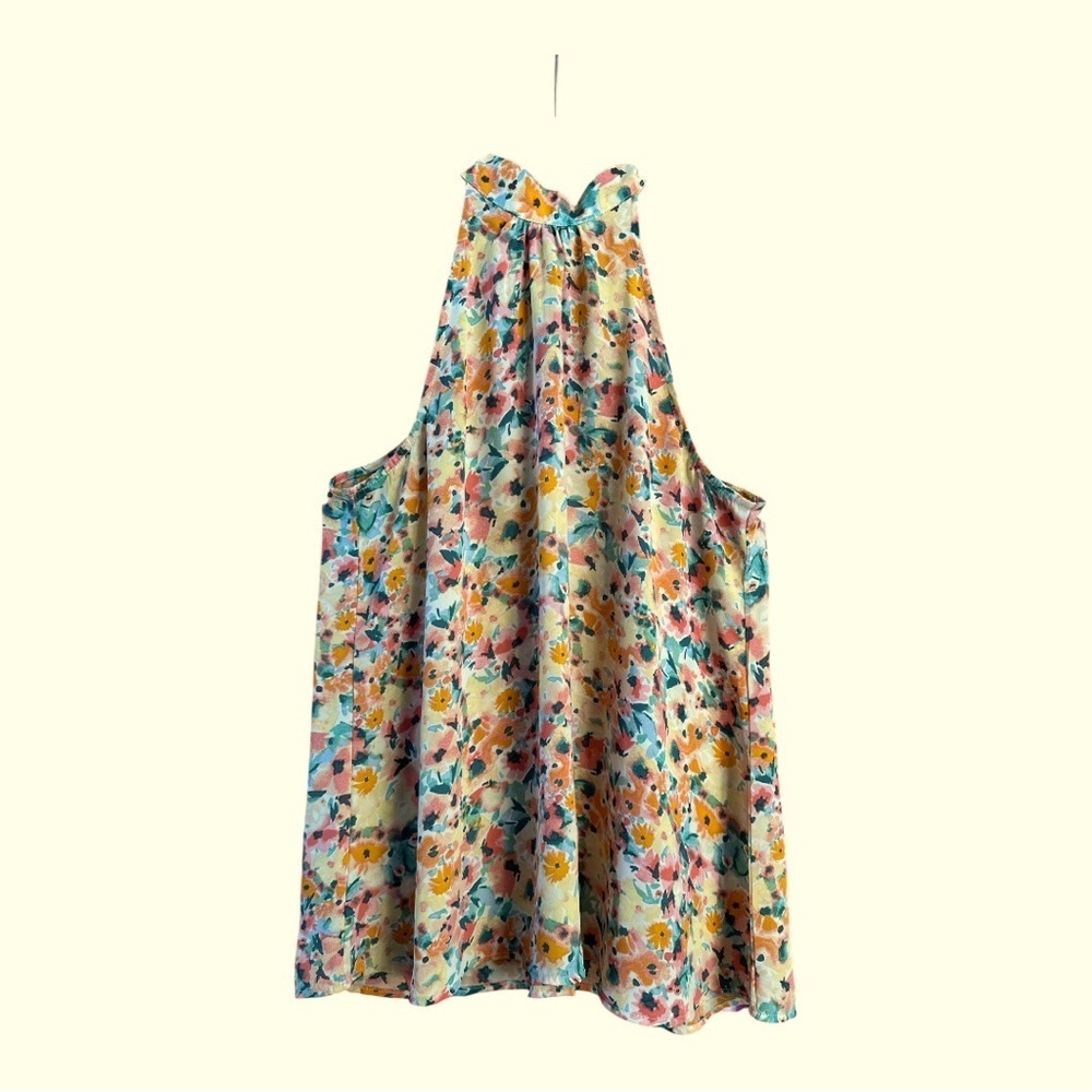 Willow & Root Floral Chiffon Halter Neck Top, Large